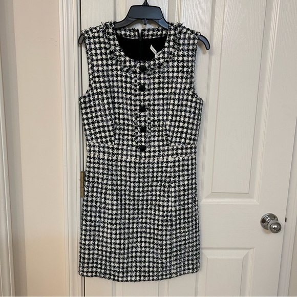 Veronica Beard Julie Sleeveless Tweed Dress in Blue/Pinegrove Multi Size 6 - Picture 8 of 14